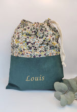 Charger l'image dans la galerie, Sac à doudou enfant bébé personnalisable crèche/école liberty fabriqué main